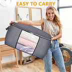 3 Pack Clothes Storage Bags, 90L Large Blanket Storage Bag Comforter Storage Bin - Image 6