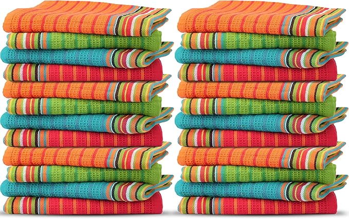 THREAD SPREAD Kitchen Dish Towels, 100% Cotton Salsa Towels, Highly Absorbent by THREADSPREAD