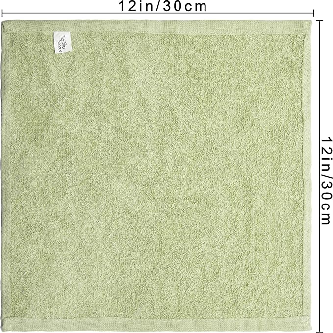 Basic Wash Cloths 12x12 Inches – Pack of 12 – Sage Green Color – Soft and - Image 2
