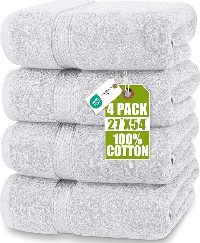 Utopia Towels 4 Pack Premium Bath Towels Set, 27 by 54 Inches, 100% Ring Spun by UTOPIATOWELS