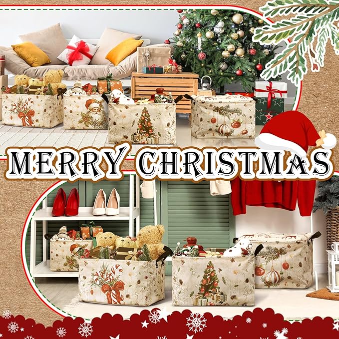 4 Pack Christmas Storage Bin Collapsible Large Christmas Storage Baskets - Image 5