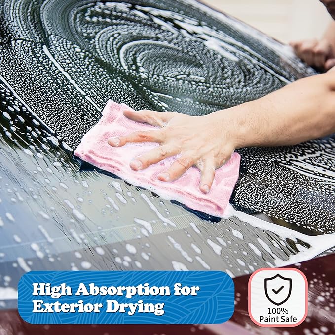 FIXSMITH Microfiber Cleaning Cloth, Shop Towels Bulk, 24 Pack Pink Microfiber - Image 5