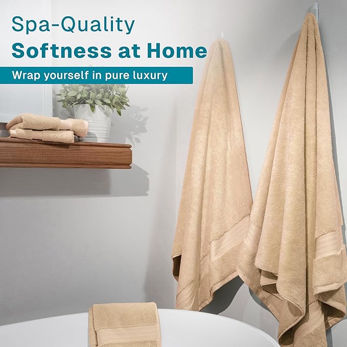 Fabdreams 100% Organic Cotton Bath Towel Set of 6 700 GSM Hotel Premium Plush - Image 2