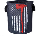 American Flag Red Line Ax Laundry Basket Firemen Foldable Oxford Cloth Funny by NUTAINLA