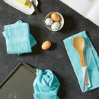 DII Basic Terry Collection Waffle Dishtowel Set, Solid Aqua, 4 Piece - Image 6