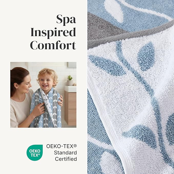 Modern Threads Organic Vines 6-Piece 100% Cotton Towel Set – Yarn Dyed Jacquard - Image 4