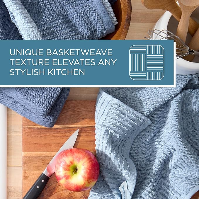 Town & Country Basics Basketweave Antimicrobial Terrycloth Kitchen Towel 4-Pack - Image 7