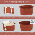 Large Rectangle Blankets Basket Living Room 22"x17"x12" Woven Cotton Rope - Image 7