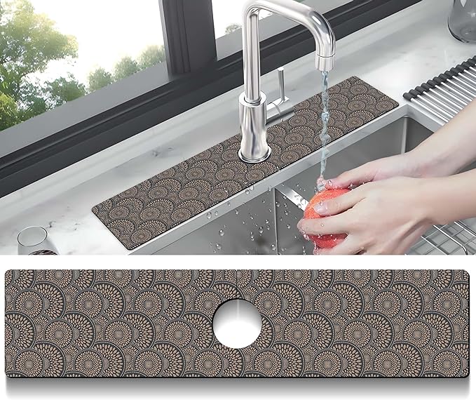 Kitchen Sink Splash Guard Faucet Mat Super Absorbent Fast Drying Mat Sink - Image 2