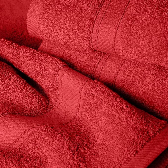 SUPERIOR Solid Egyptian Cotton Towel Set, Washcloths 13” x 13”, Hand Towels 20” - Image 3