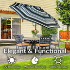 Sunnydaze Outdoor Patio Umbrella - Polyester Table Market Umbrella with Push-Button Tilt and Crank - 8 Sturdy Ribs - Catalina Beach Stripe - 9ft - Image 3