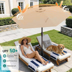 AreShark 7.5FT Patio Umbrella Table Market Umbrella with 6 Sturdy Ribs, Button Tilt/Crank, Heavy-Duty Outdoor Umbrellas for Pool, Deck, Garden and Backyard, Beige - Image 4