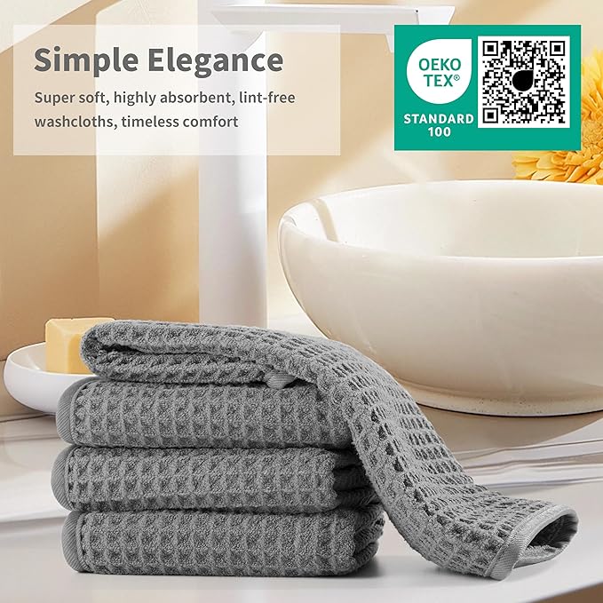 Microfiber Waffle Face Towels, 4 Pieces, Fast Drying, Lint Free 430 GSM - Image 6