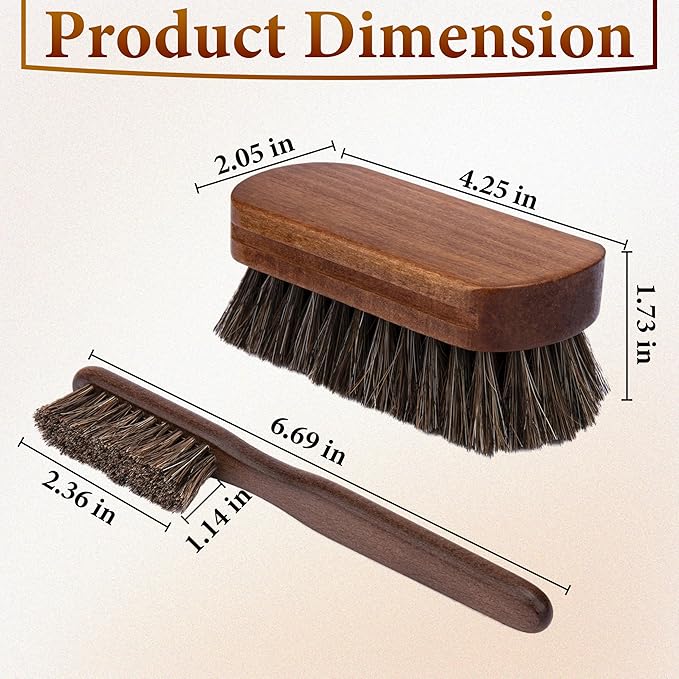 2 PCS Leather Brush Car Detailing, Horse Hair Brush, Upholstery Brush - Image 2