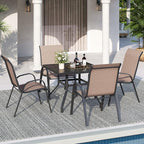 Patio Dining Chairs Set of 4, Stackable Dining Chairs High Back, Breathable Seat Fabric and Alloy Steel Frame for Backyard, Porch, Garden, Sunroom (Light Brown) - Image 2
