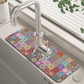 Faucet Draining Mat For Kitchen Sink Mexican Tiles Diatom Mud Absorbent Drain by Unknown