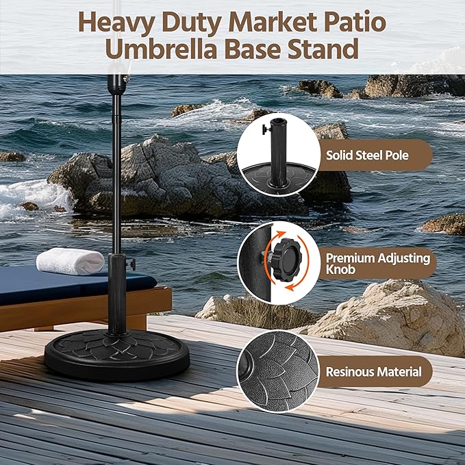 Yaheetech 18'' Umbrella Base 26.5lbs Heavy Duty Patio Umbrella Stand, Round Umbrella Base Stand, Resin Umbrella Holder for Outdoor, Garden, Yard, Black - Image 5