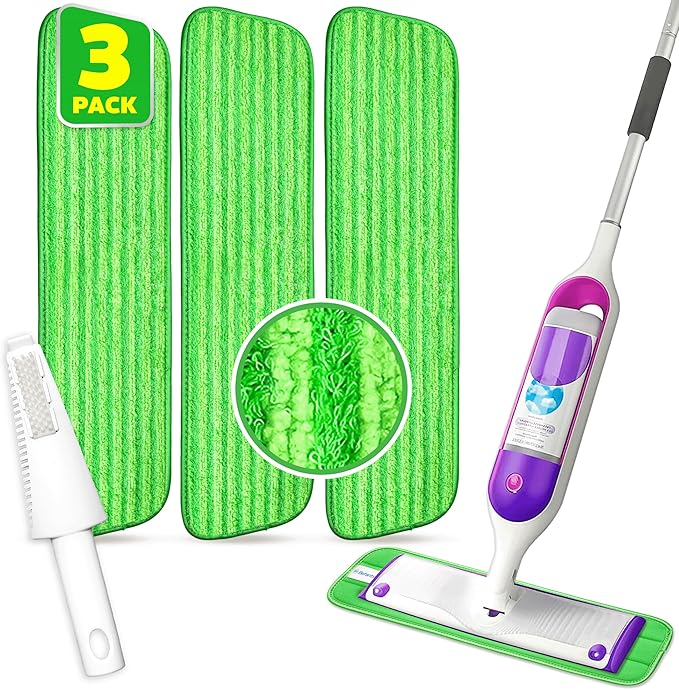 3 Pack Reusable Microfiber Mop Pads, Compatible by BEFANTY