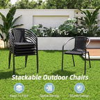 Amopatio Outdoor Dining Chairs Set of 6, Rattan Patio Chairs Wicker, Stackable Indoor-Outdoor Chair, Bistro, Deck, Yard, Porch, Restaurant Stack Chairs, Black - Image 3