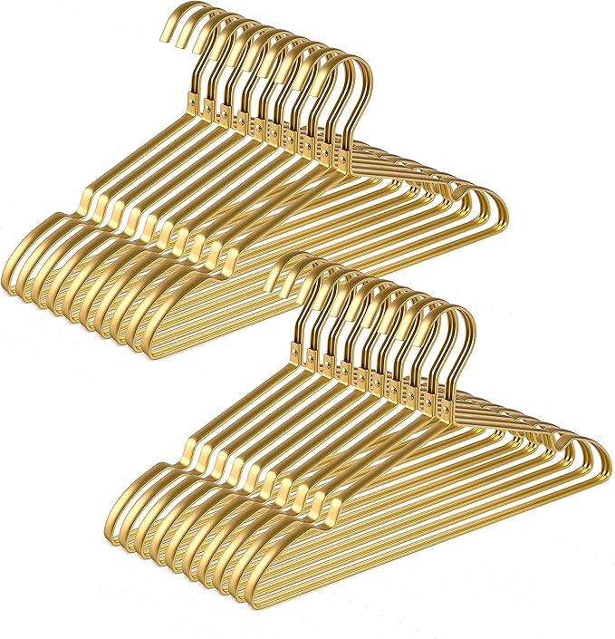 Amber Home 20 Pack Premium Matte Gold Aluminum Coat Hangers, 16.5” Extra Smooth by AmberHome