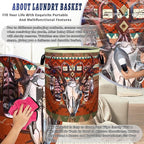Longhorn Cattle Skull Laundry Basket Oxford Cloth Colorful Tribal Laundry Hamper - Image 8