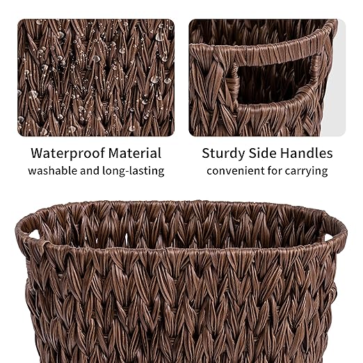 GRANNY SAYS Wicker Waste Basket, Waterproof Bathroom Trash Can, Bedroom Can - Image 6