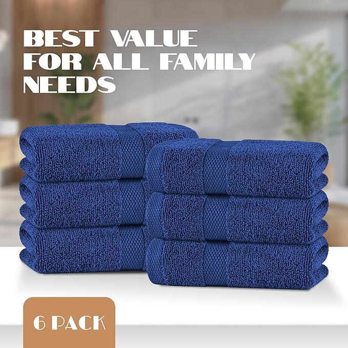 White Classic Navy Hand Towels for Bathroom Cotton Hand Towel Bulk for Gym - Image 4