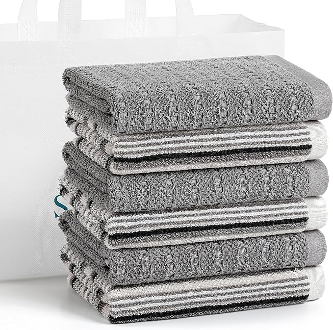Kitchen Dish Towels for Drying Dishes, Large Cotton Kitchen Towels, Stripped by Unknown
