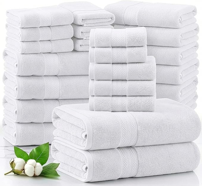 LANE LINEN 100% Cotton Bathroom Towel Set of 24 by LaneLinen