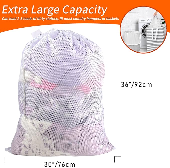 Polecasa Diamond Mesh Laundry Bags, Extra Large Laundry Hamper Liner, Laundry - Image 3