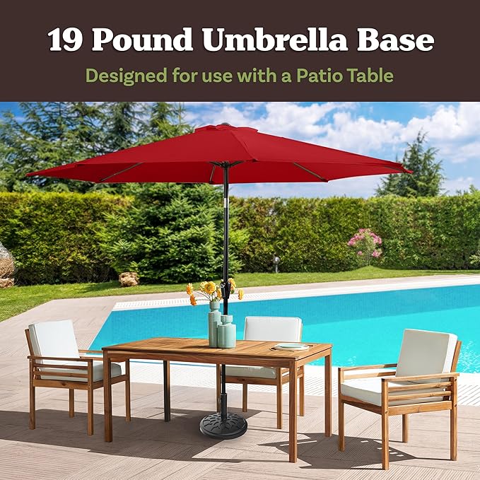 Umbrella Base - Heavy-Duty 19lbs Weighted Outdoor Stand for Patio Table, Tilt, and Lightweight Freestanding Umbrellas by Pure Garden (Black) - Image 2