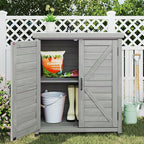 Outdoor Storage Cabinet & Potting Bench Table with Metal Top, Wooden Patio Furniture, Garden Workstation (Classic Grey, 36x31x17in) - Image 2