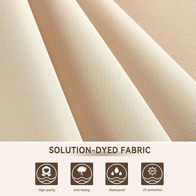10 X 13 FT Cantilever Outdoor Patio Umbrella with Led Lights Large Heavy Duty 360° Rotation Double Top Offset Rectangular Umbrellas for Backyard Garden Pool Outside Deck, Beige - Image 9