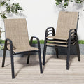 Patio Chairs Set of 4, Stackable Outdoor Dining Chairs for All Weather Textilene Fabric & Metal Frame, Outdoor Chairs Set for Backyard Deck Garden (Brown, Set of 4) by Vimstora