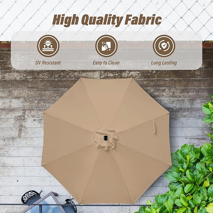 Simple Deluxe 9' Patio Umbrella Outdoor Table Market Yard Umbrella with Push Button Tilt/Crank - Image 4