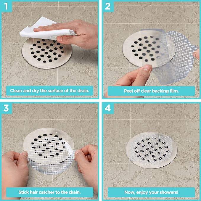 50 Pack Disposable Shower Drain Hair Catcher Mesh Stickers - Image 5