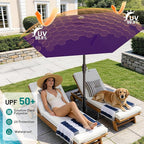 AreShark 7.5FT Patio Umbrella Table Market Umbrella with 6 Sturdy Ribs, Button Tilt/Crank, Heavy-Duty Outdoor Umbrellas for Pool, Deck, Garden and Backyard, Purple - Image 3