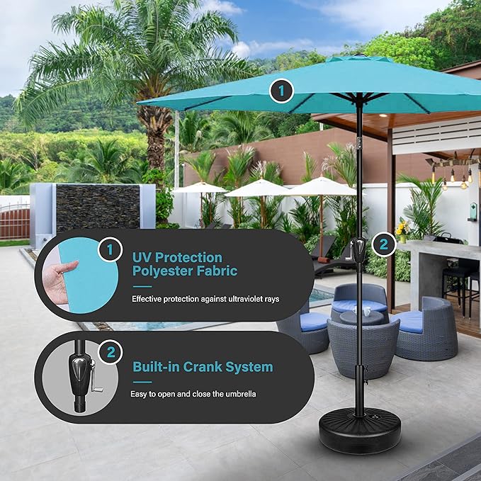 Simple Deluxe 9' Patio Umbrella Outdoor Table Market Yard Umbrella with Push Button Tilt/Crank - Image 5