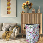 Watercolor Flower Floral Laundry Basket Foldable - Image 7