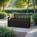 Devoko 80 Gallon Storage Bench with Cushion, Lockable Deck Box for Patio Furniture, Garden Decor and Outdoor Seating for Cushions, Garden Tools and Pool Supplies (Black, 80 Gallon with Cushion) - Image 2