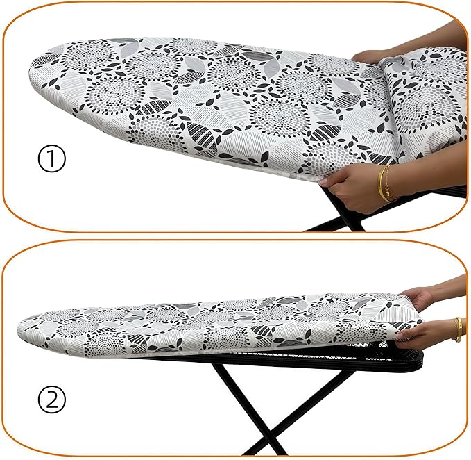 Ironing Board Cover and Pad, Sewn-in Thick Feltpads, Elastic Edge, Fits - Image 5