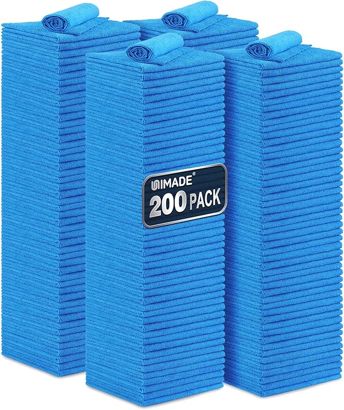 Shop Towel Rag, 200 Pack Reusable Rags Bulk Microfiber Cleaning Cloth Lint Free by Unimade