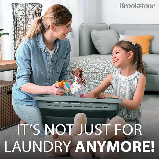 BROOKSTONE 11 GALLON XL 24" Collapsible Laundry Basket & Clothes Hamper - Image 5
