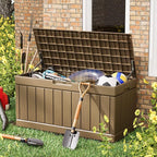 Greesum 82 Gallon Resin Deck Box All Weather Large Outdoor Storage for Patio Furniture, Toys, Garden Tools, Lockable, Brown - Image 2