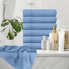 White Classic Luxury Light Blue Hand Towels - Image 6