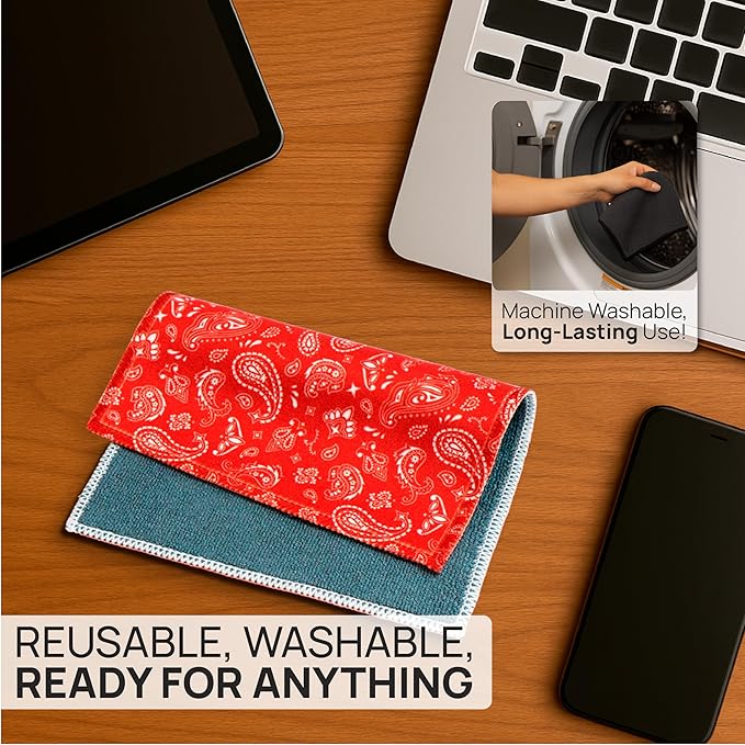 Quick Cloth Microfiber Glasses Cleaning Cloths – 5x7, Paisley Red, 2 Pack - Image 4