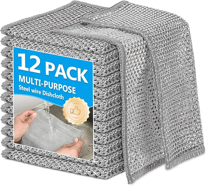 12Pack Multipurpose Wire Dishwashing Rags, Upgrade Non Scratch Wire Dishcloth - Image 8