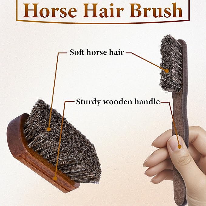 5 PCS Leather Brush Car Detailing, Horsehair Brush Shine Kit, Car Interior - Image 4
