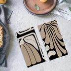 Abstract Boho Neutral Taupe and Beige Floral Kitchen Towels Set of 2, Retro 70s - Image 4