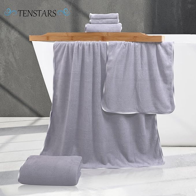 TENSTARS Luxury Silk Hemming Towel Set - Image 2